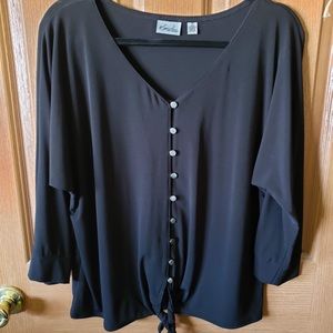 Kim Rogers Black front tie blouse
